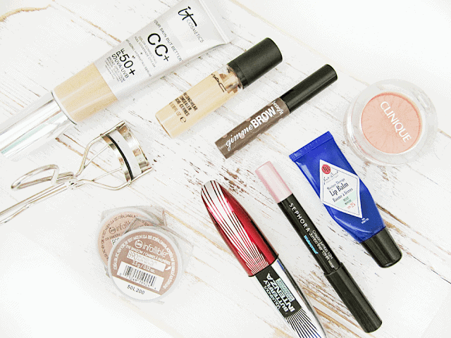 Back to School Beauty - IT Cosmetics CC Cream, Jack Black Lip Balm, Loreal Infallible, Shu Uemura lash curler, sephora