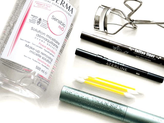 6 Products to get Perfect Winged Liner Every Time: Bioderma, Too Faced Better Than Sex Mascara, Kat Von D Tattoo Liner, Urban Decay Waterline Pencils, Shu Uemura Lash Curler