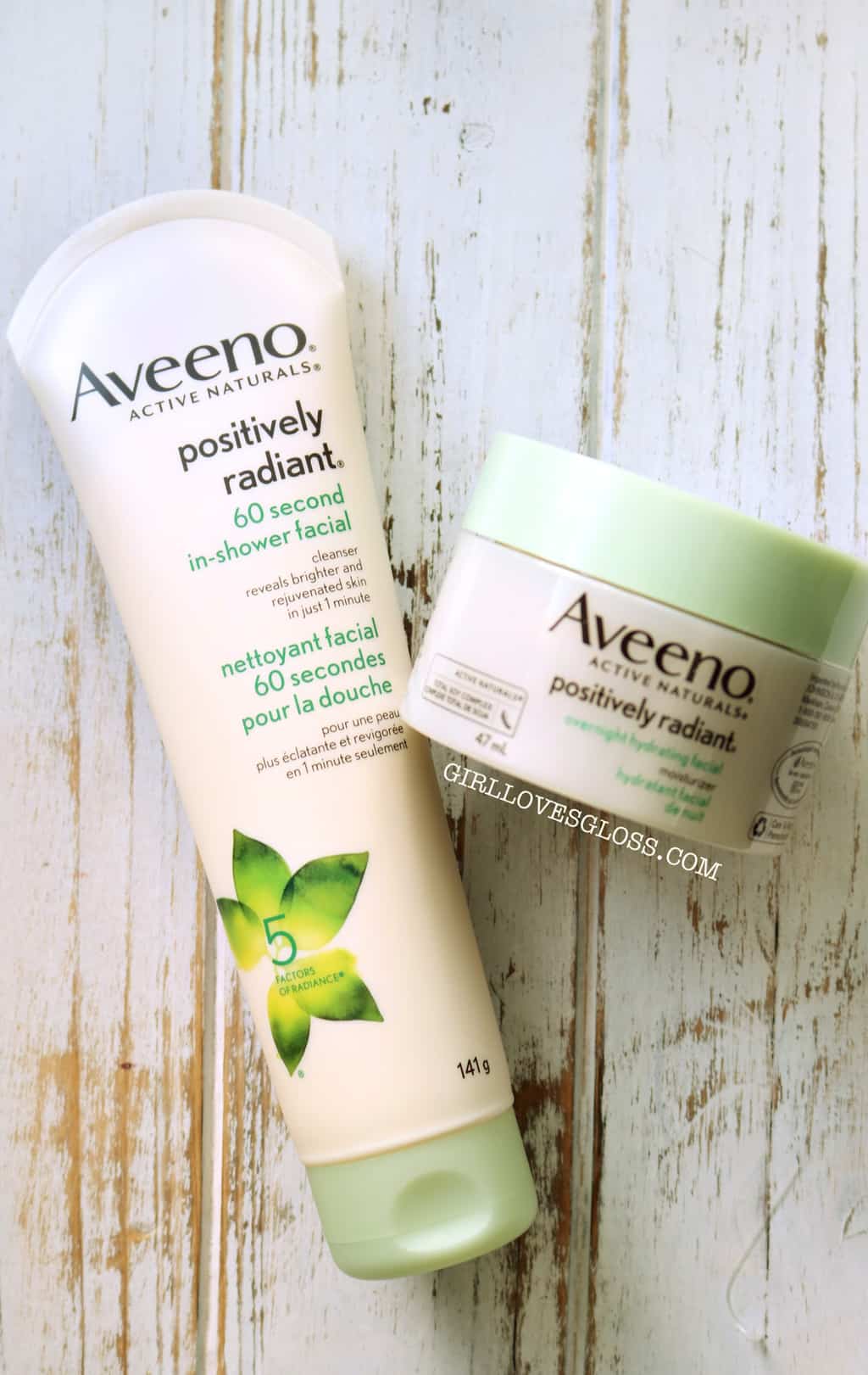 Super Fast Pampering with Aveeno Positively Radiant In Shower and Overnight Facial