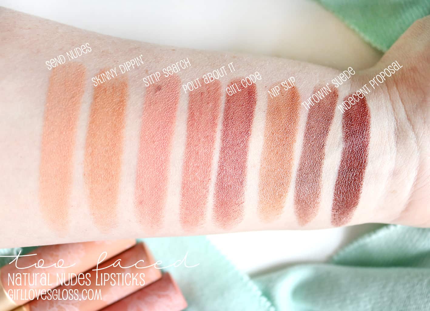 Too Faced Natural Nudes Lipstick Swatches and Review