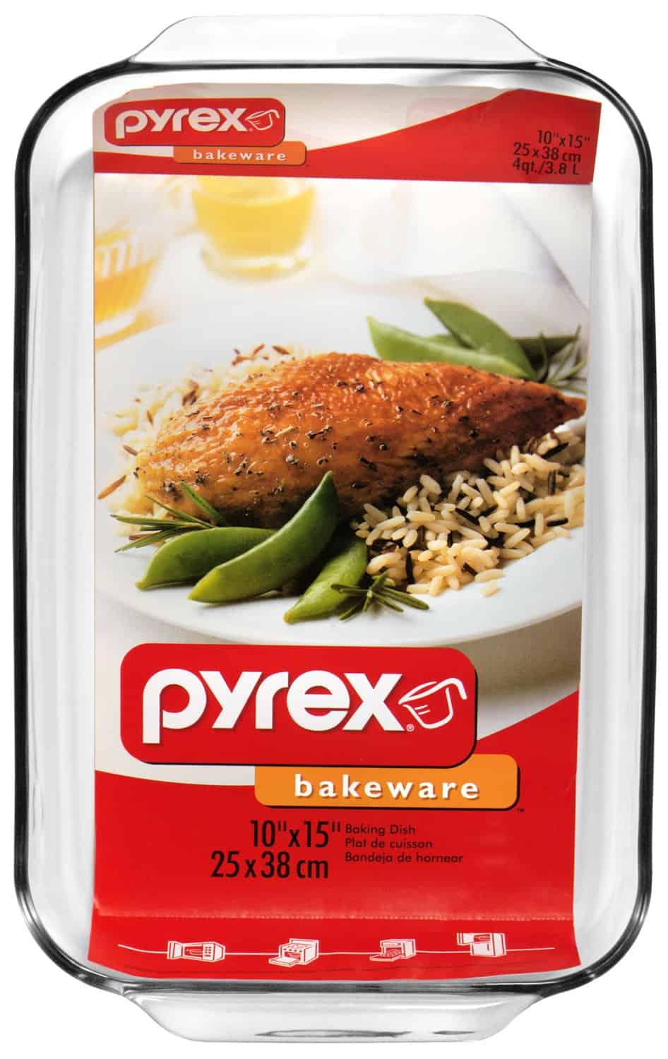 Pyrex 6001040 Bakeware 4.8 Quart Oblong Baking Dish, Clear