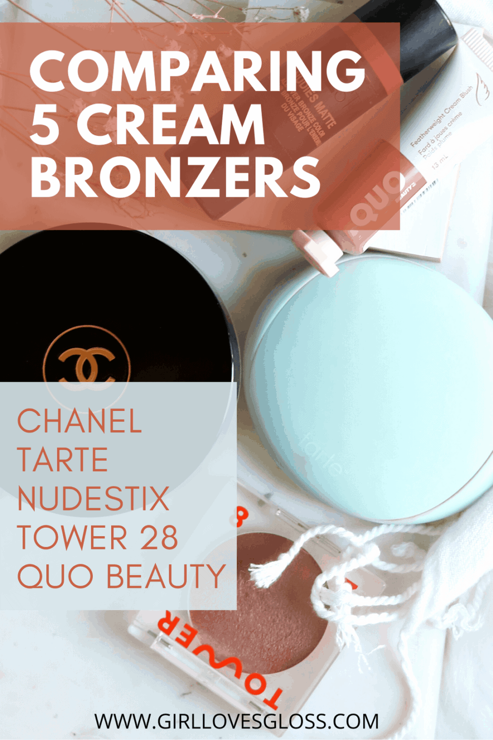 Cream Bronzer Comparison Chanel vs Tarte vs Nudestix vs Tower 28 vs Quo Beauty