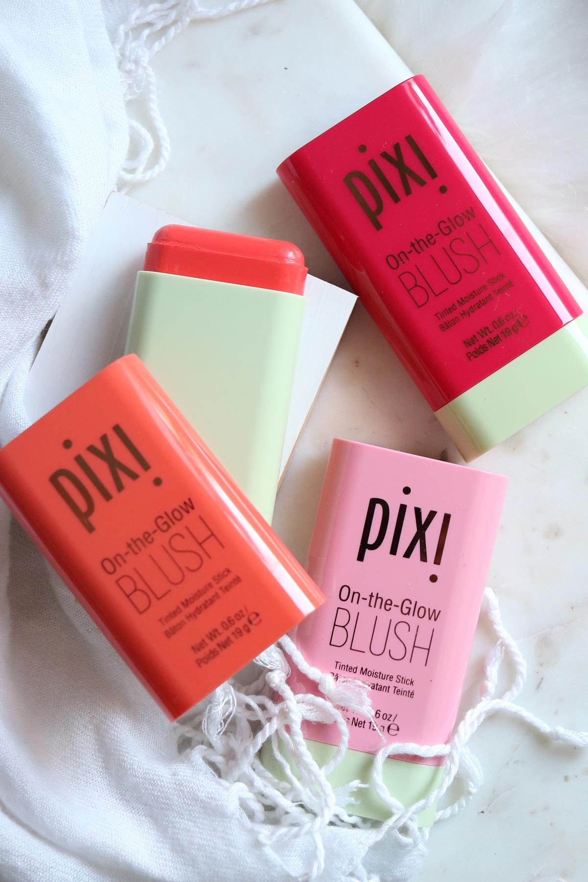 Pixi On the Glow Blush Tinted Moisture Stick swatches and review